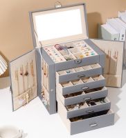 Grey five drawer leathe...