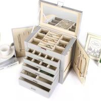 Grey five drawer leathe...