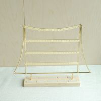 戒指木底帽形四层耳环架金...