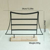 戒指木底帽形四层耳环架黑...