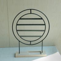 戒指木底圆形四层耳环架